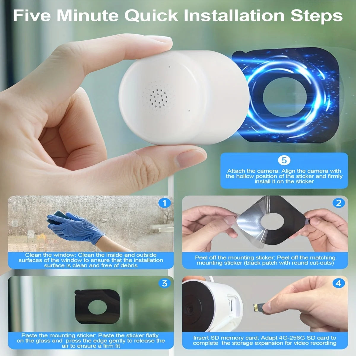 Window Cameras 4 Pack 2K Indoor WiFi AI Detection Security