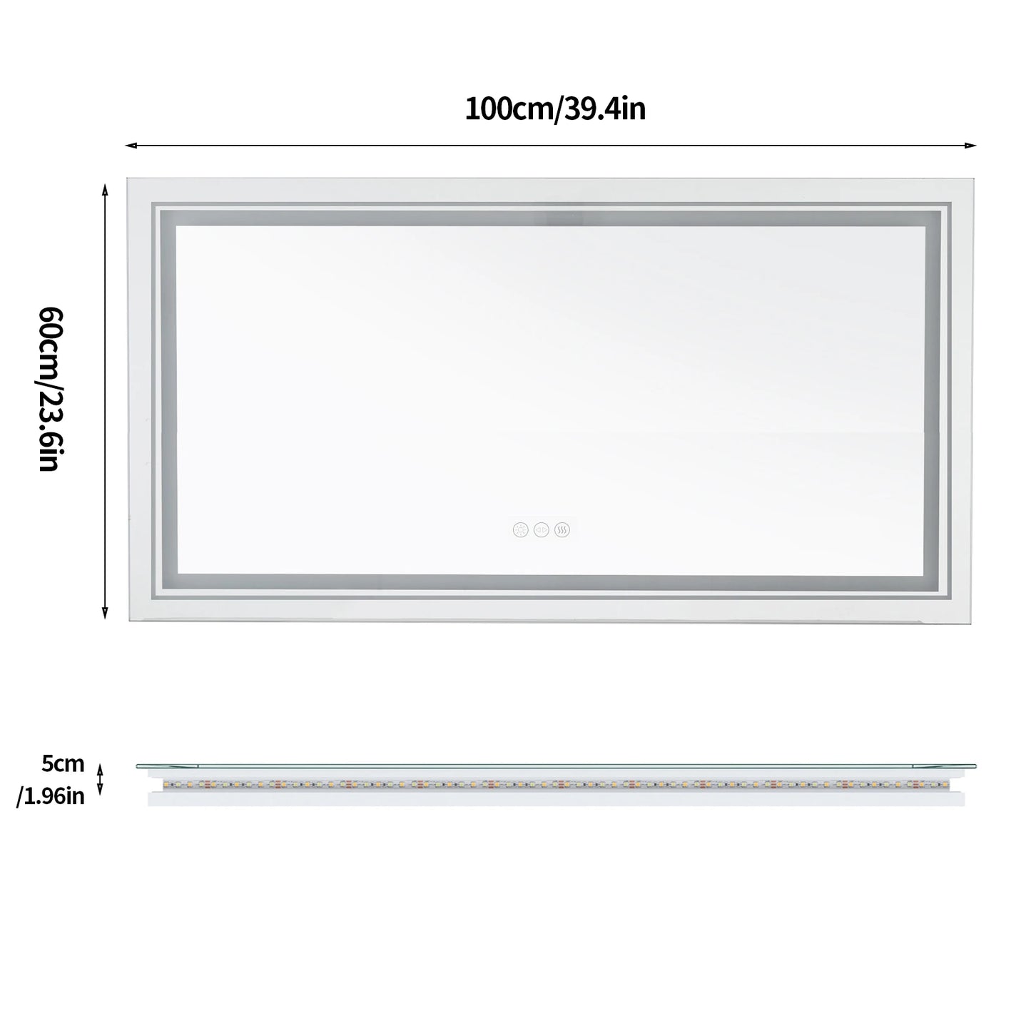 LED Bathroom Mirror With Front And Backlit Lights Wall Mounted Anti Fog