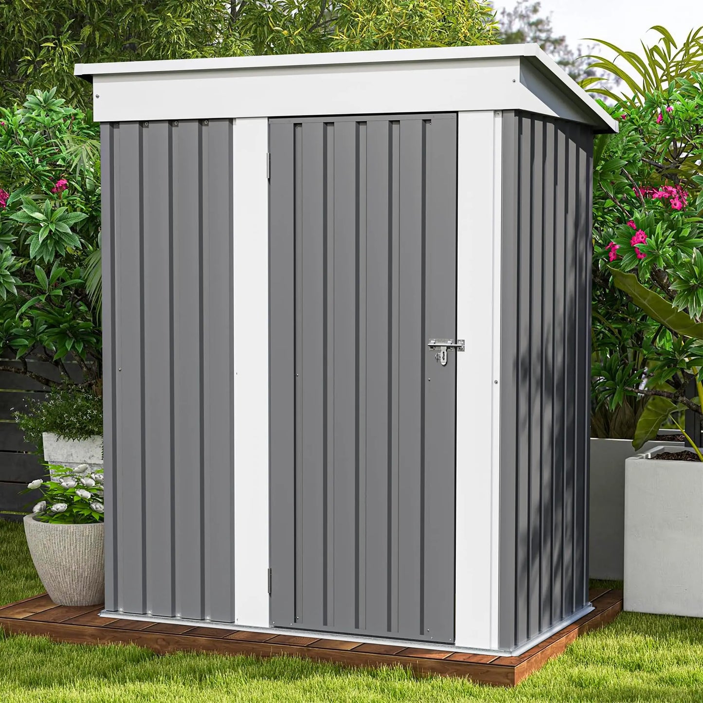 Patiowell Outdoor Steel Storage Shed With Lockable Doors