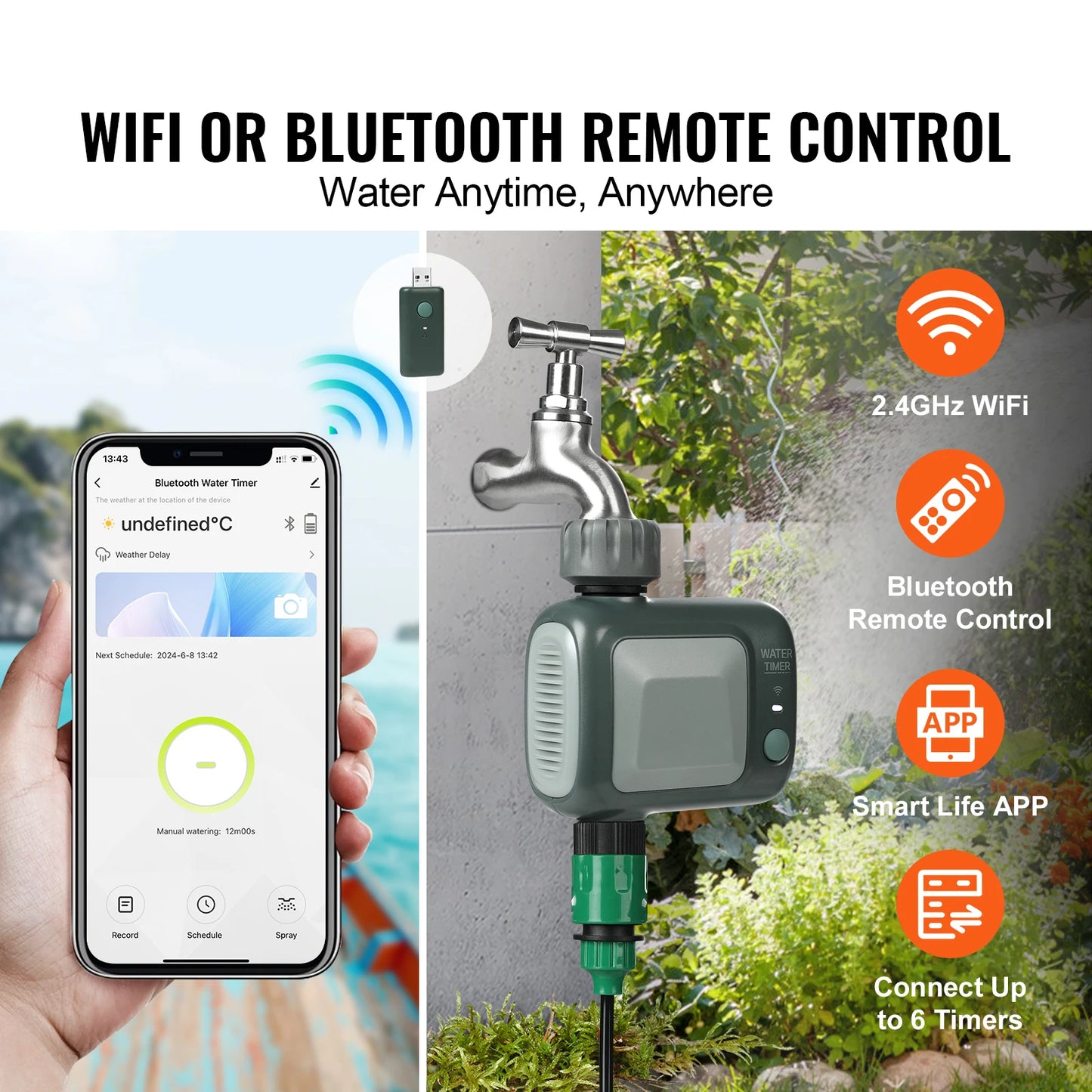 SucceBuy WiFi Sprinkler Timer For Hose Faucet IPX6 App Control