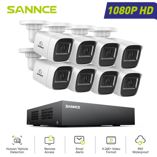 SANNCE 8Channel 1080P Security Camera System IP66 Night Vision