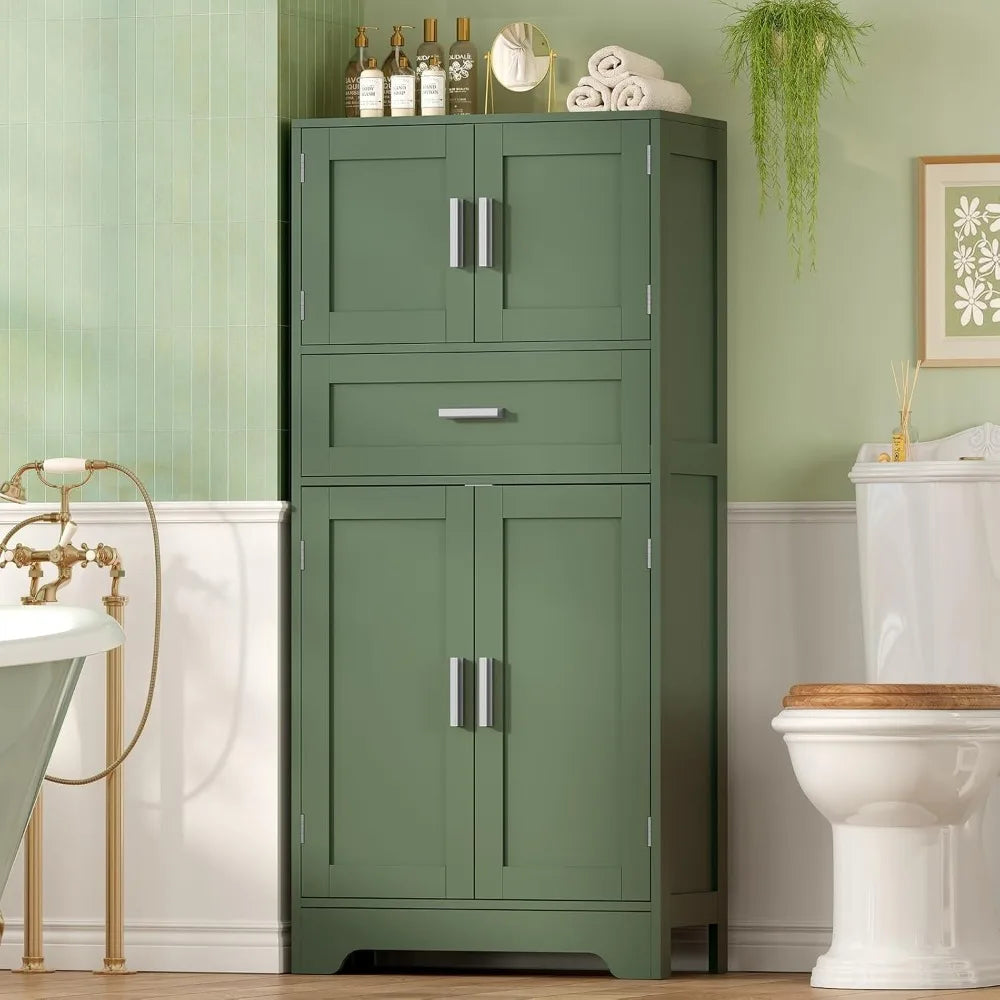 Adjustable Shelf Freestanding Storage Cabinet With Four Doors