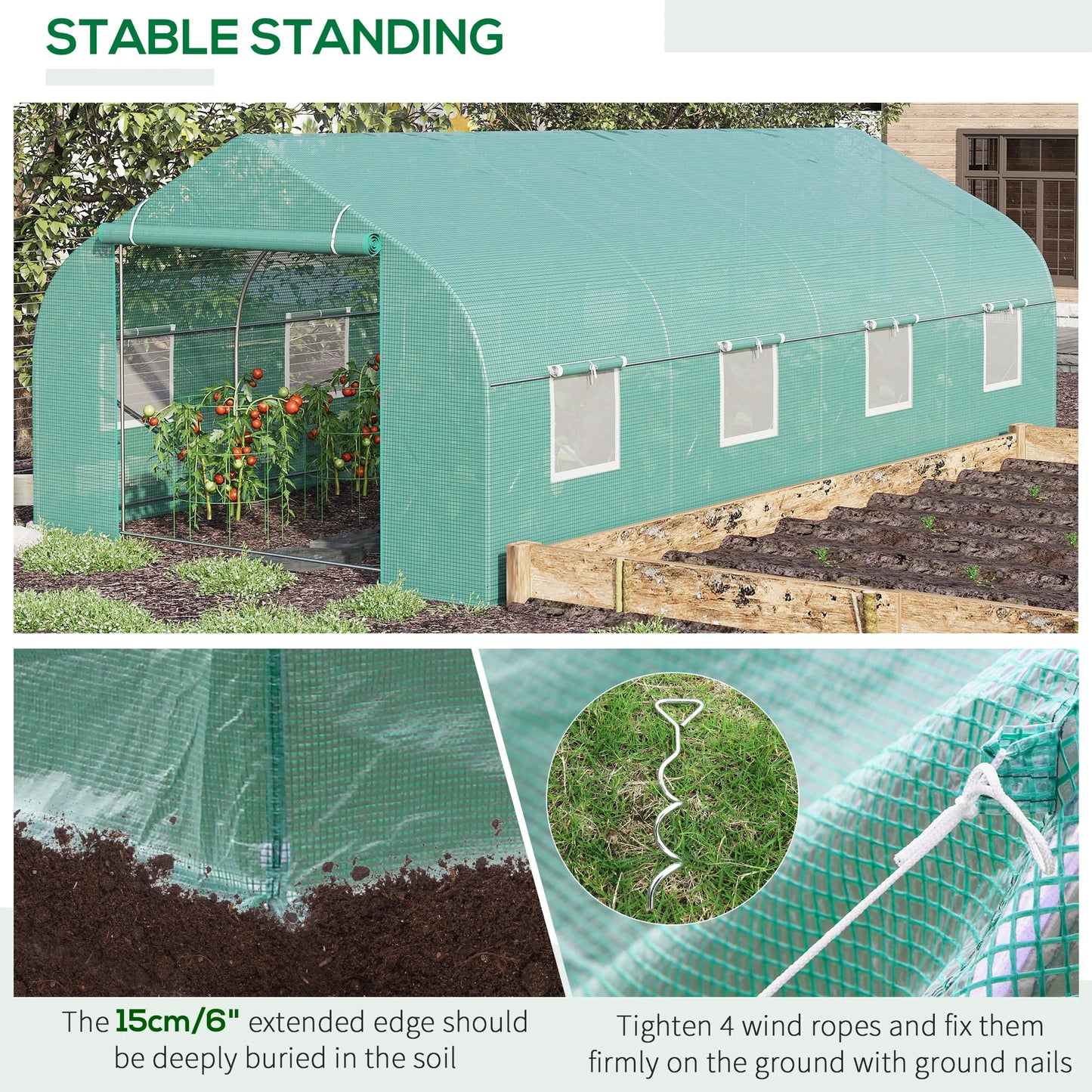 Outsunny Walk-In Greenhouse With Steel Frame For Gardening