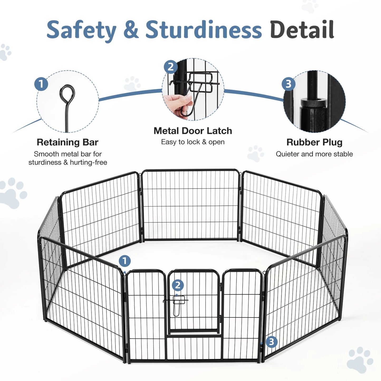 JHK Eight Panel Foldable Dog Pen For Indoor Outdoor Use