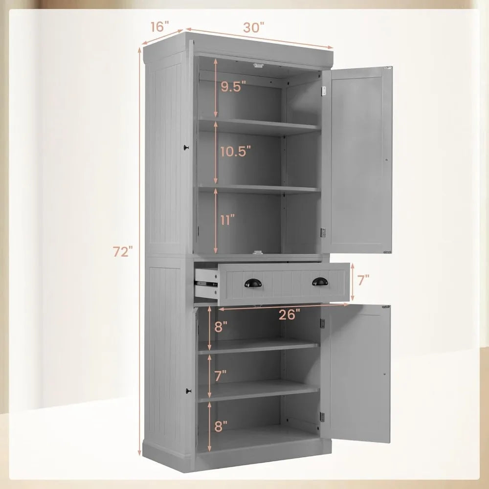 RBXC Pantry Cabinet With Adjustable Shelves And Drawer