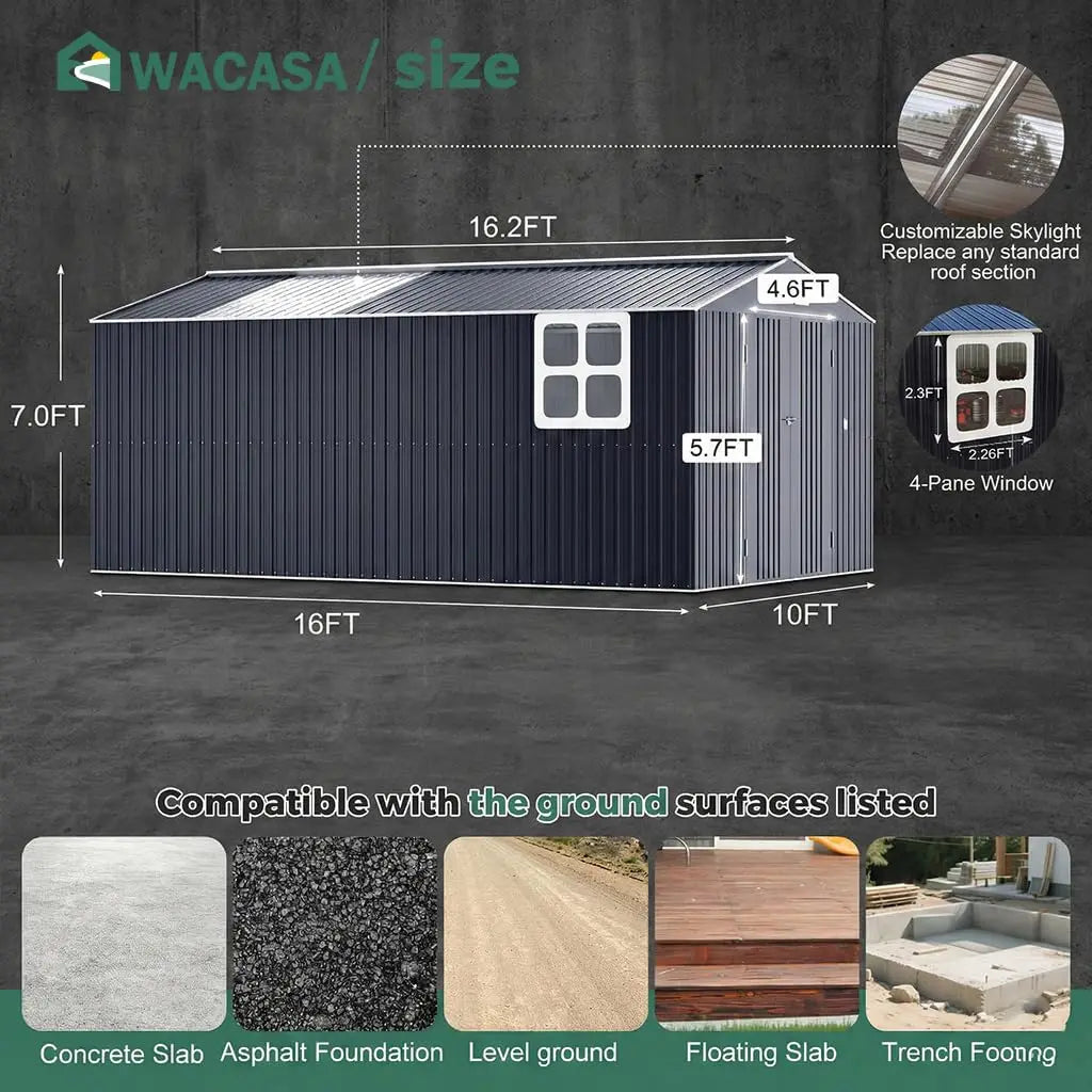 Heavy Duty Powder Coated Metal Shed For Tool Bike Storage