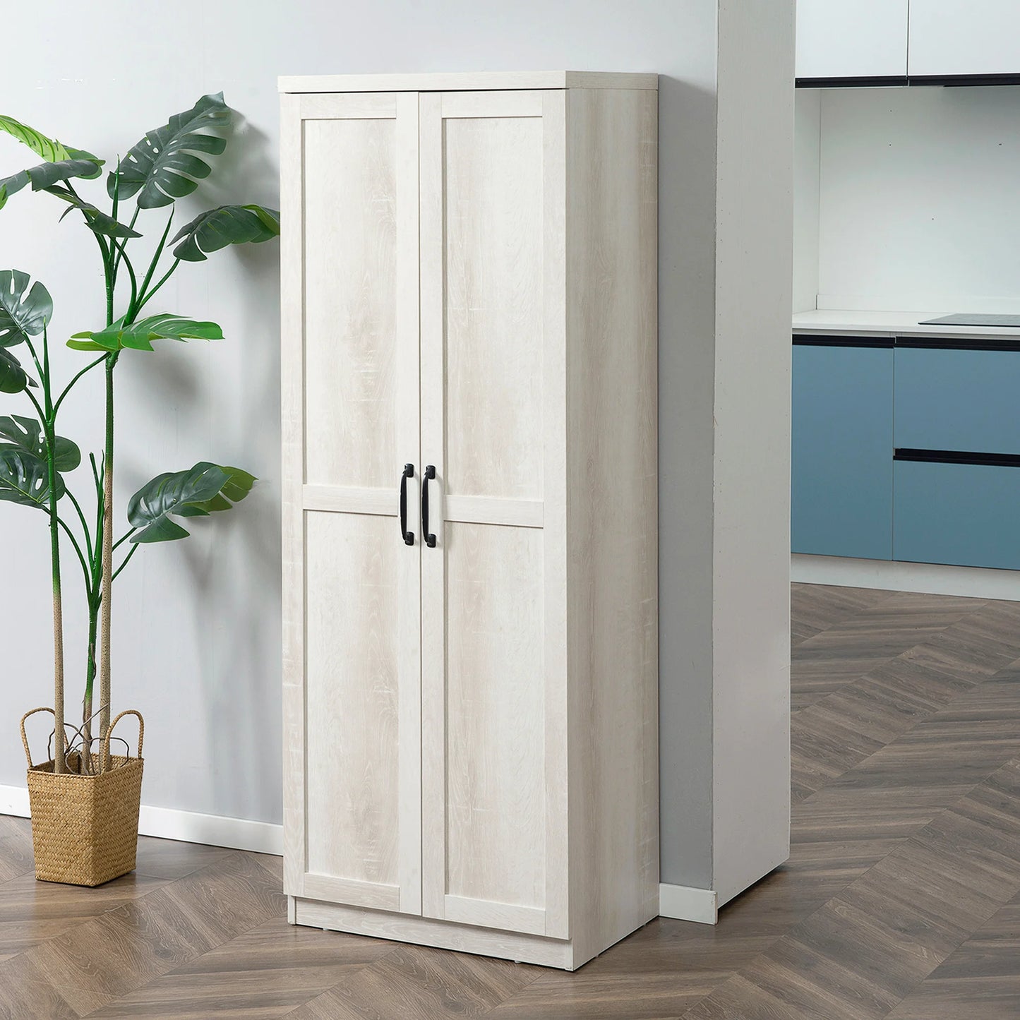 HOMCOM Rustic 2-Door Kitchen Freestanding Storage Cabinet