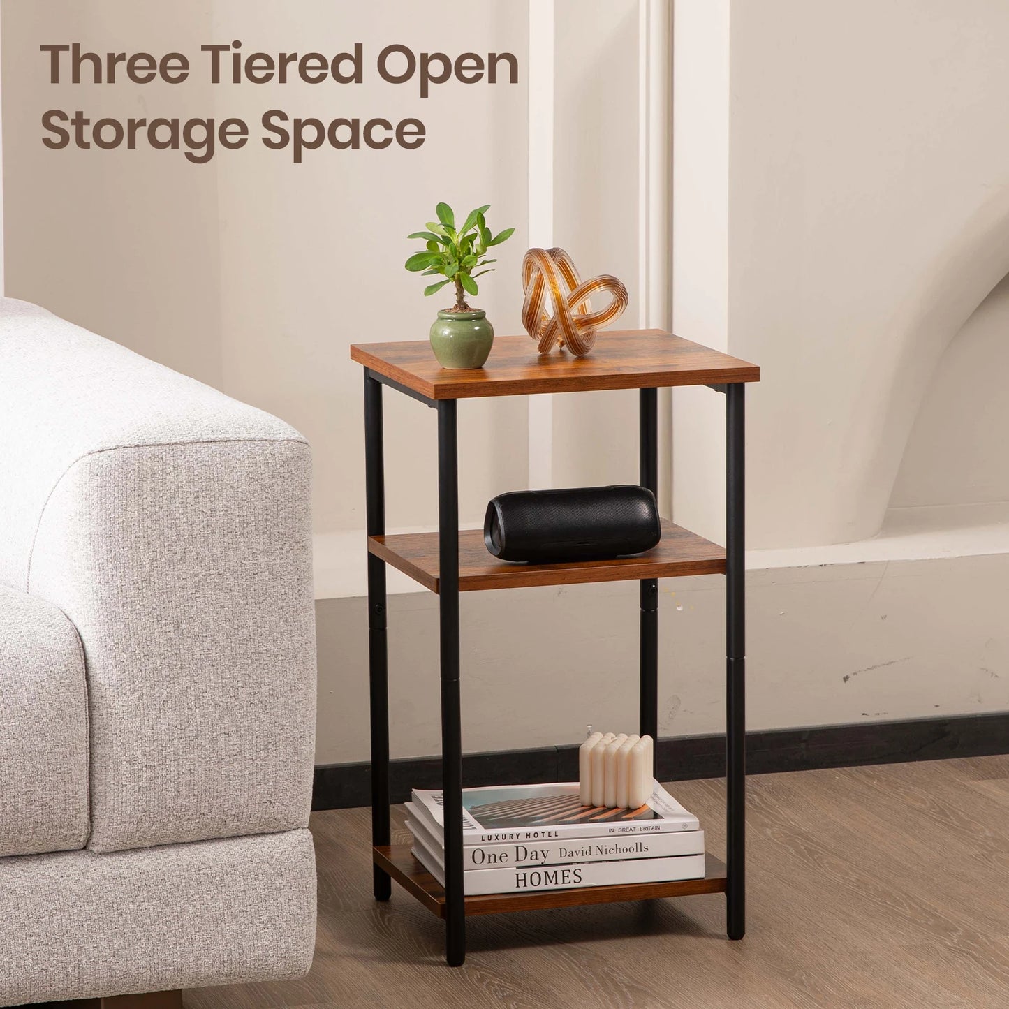 JHK 2-Tier 3-Tier End Tables With Adjustable Feet