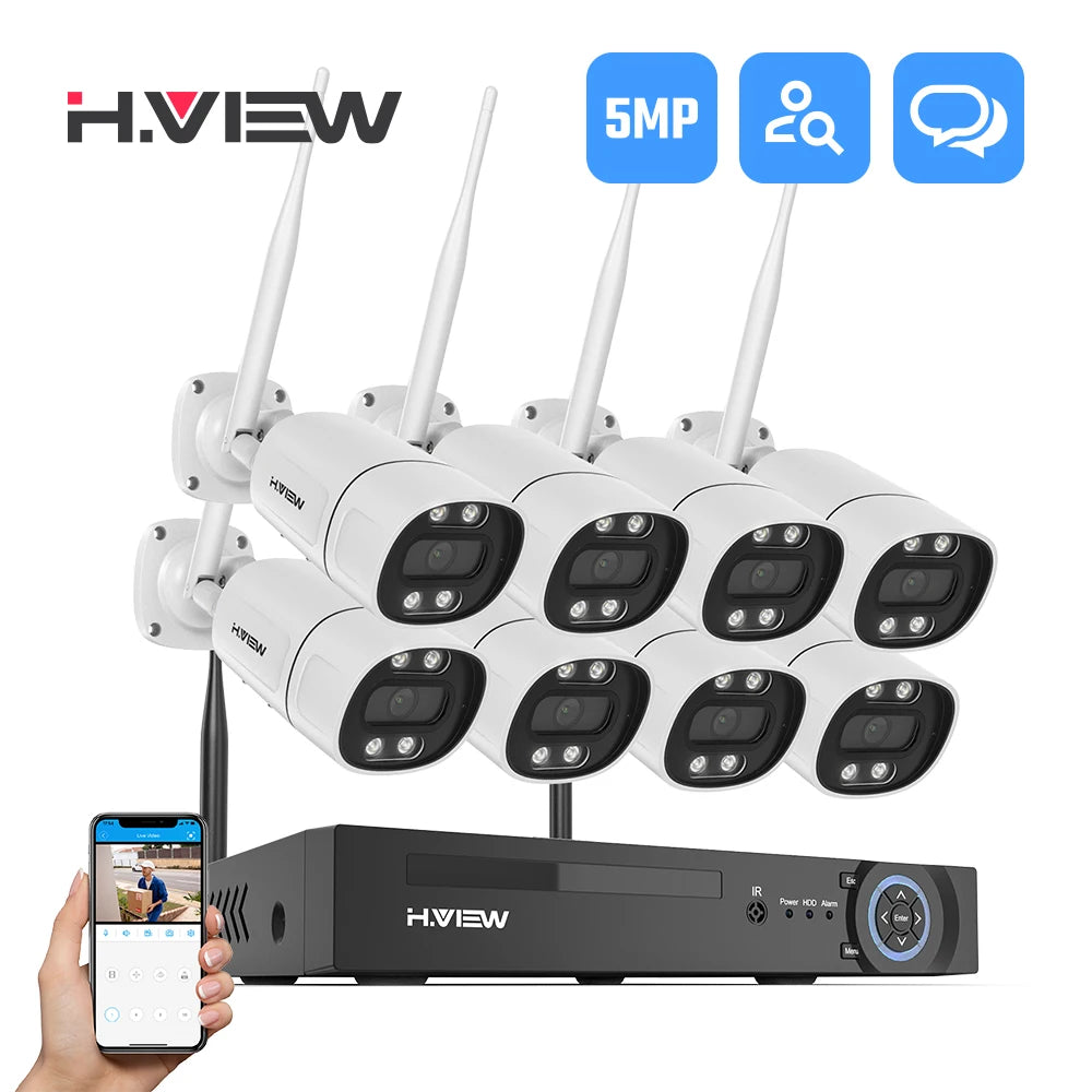 H.VIEW 8-Channel Wireless Security Camera System Kit NVR