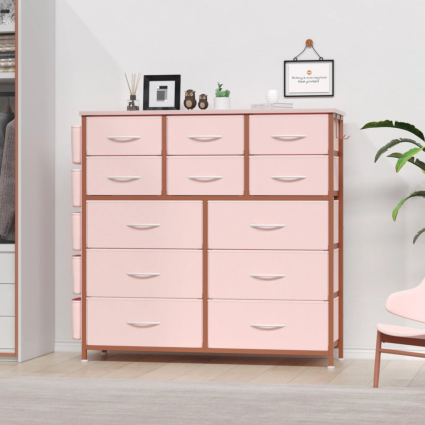HiMISS 12 Drawer Dresser For Bedroom With Fabric Storage Cabinet