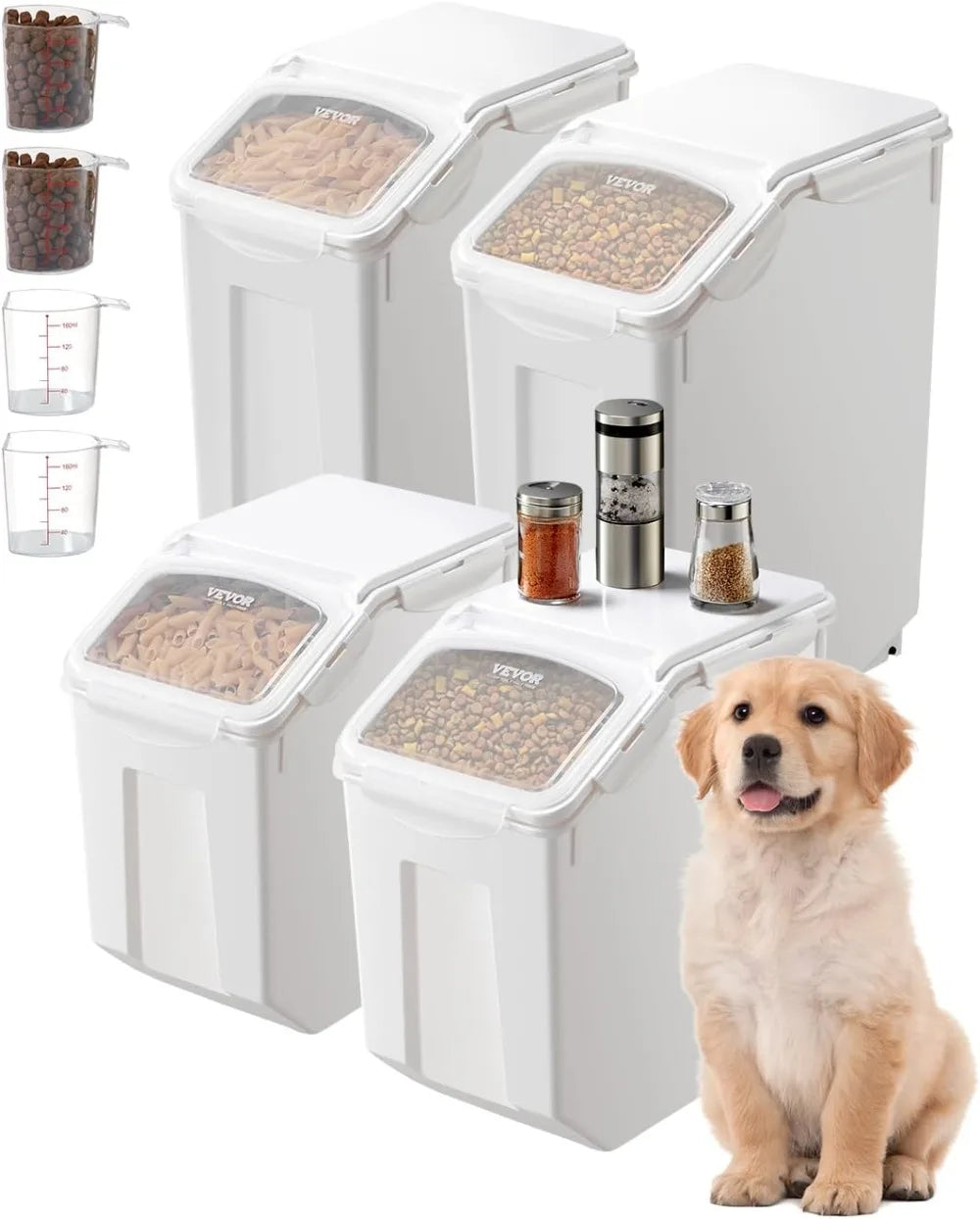 3-Piece Ingredient Storage Bin Set With Wheels And Sliding Lid