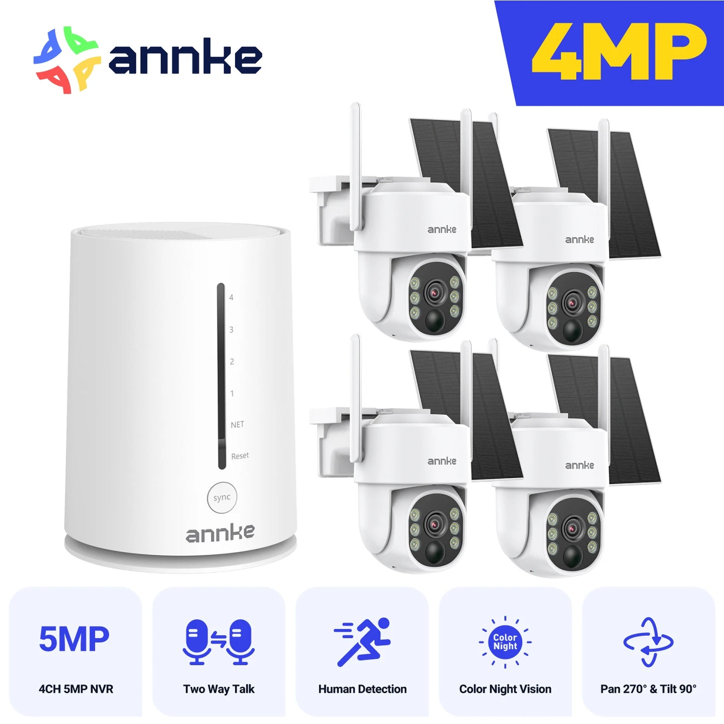 ANNKE 4MP Wireless Security Camera System 4 Channel NVR IP65