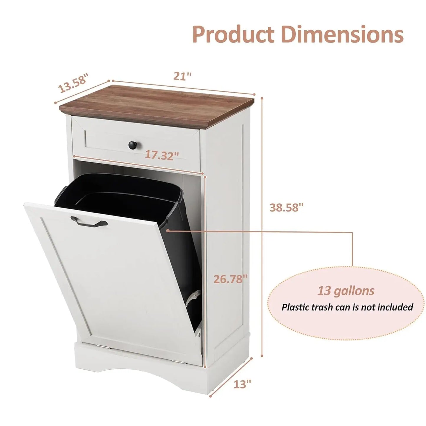 XMSJ Tilt Out Trash Cabinet Freestanding Wood Kitchen Bin