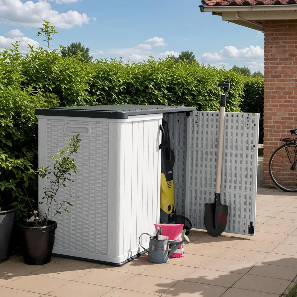 Outdoor Storage Cabinet With Lockable Doors Waterproof Shed