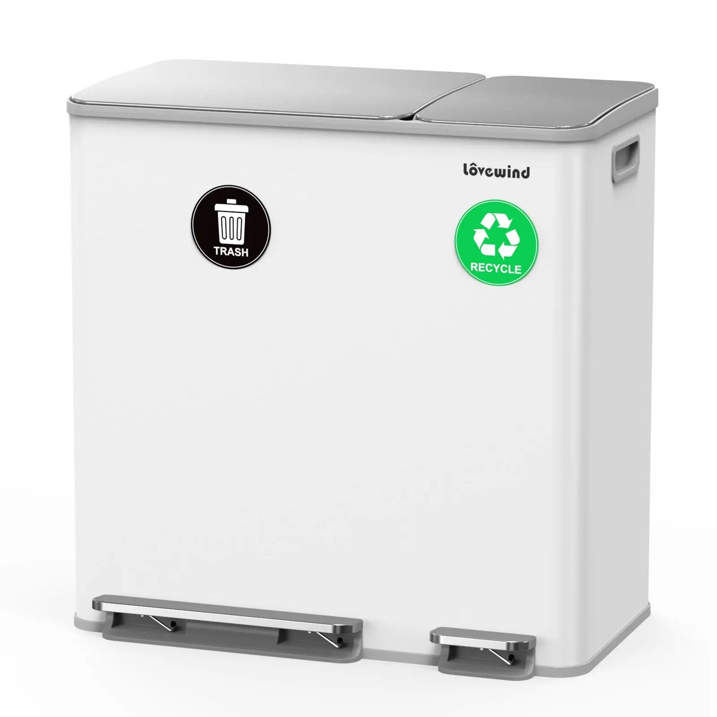 Dual Compartment Trash And Recycling Bin Set Stainless Steel