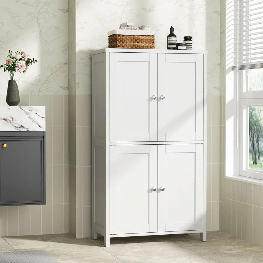 Bathroom Storage Cabinet With Magnetic Doors And Shelves