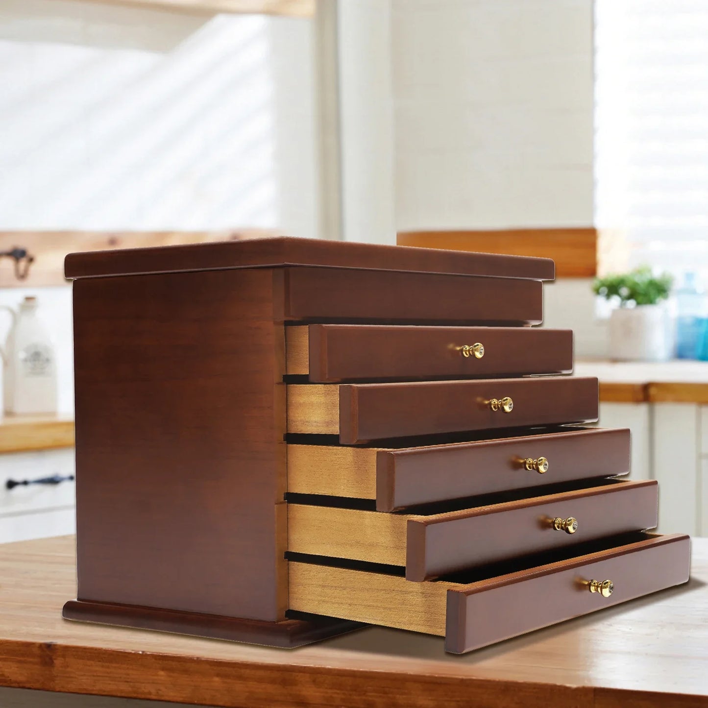 Wooden Vintage Jewellery Storage Box And Display Case