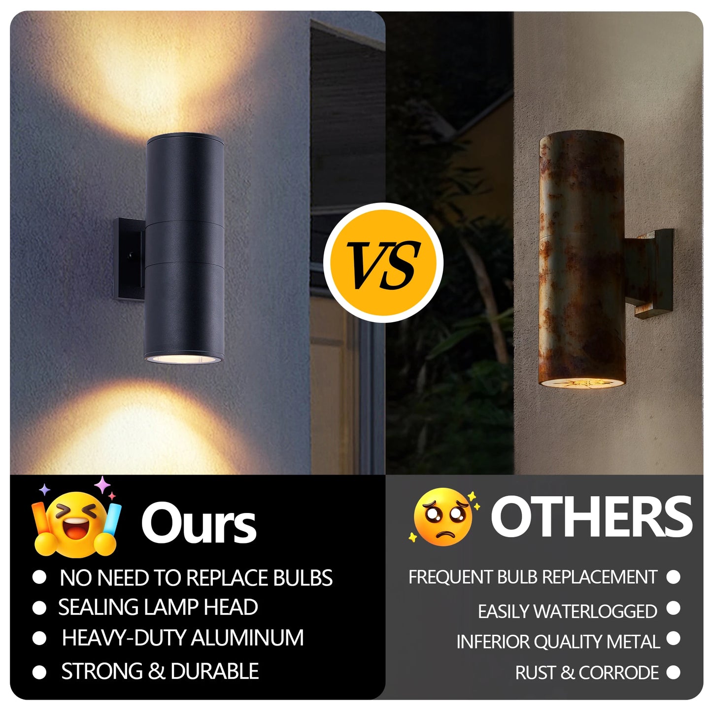 ARLGSITE IP65 Outdoor Wall Light 2 Pack E26 Aluminum Sconce