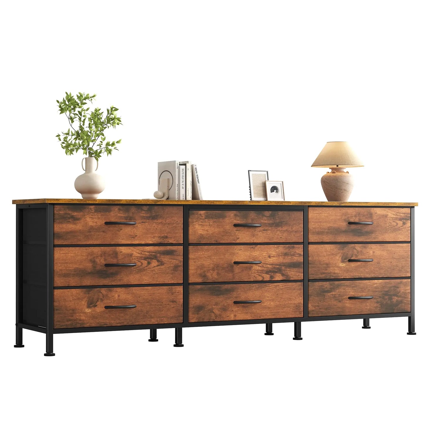 JHK Modern Living Room Cabinet With Fabric Drawers Entertainment Center