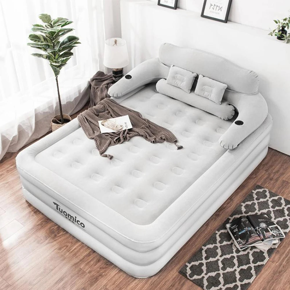 Camping Air Bed With Backrest For Two Adults Indoor Outdoor