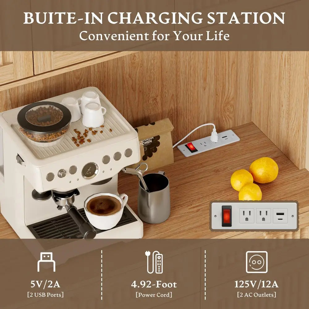 XMSJ Pantry Cabinet With Charging Station And Microwave Stand