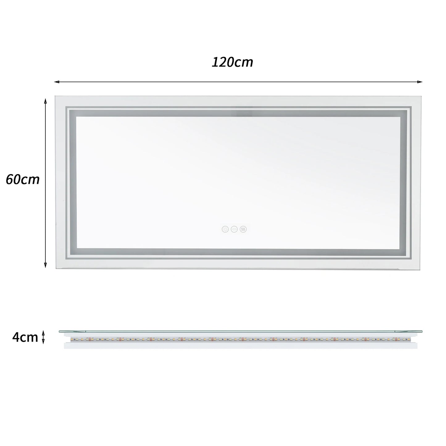 LED Bathroom Mirror With Front And Backlit Lights Wall Mounted Anti Fog