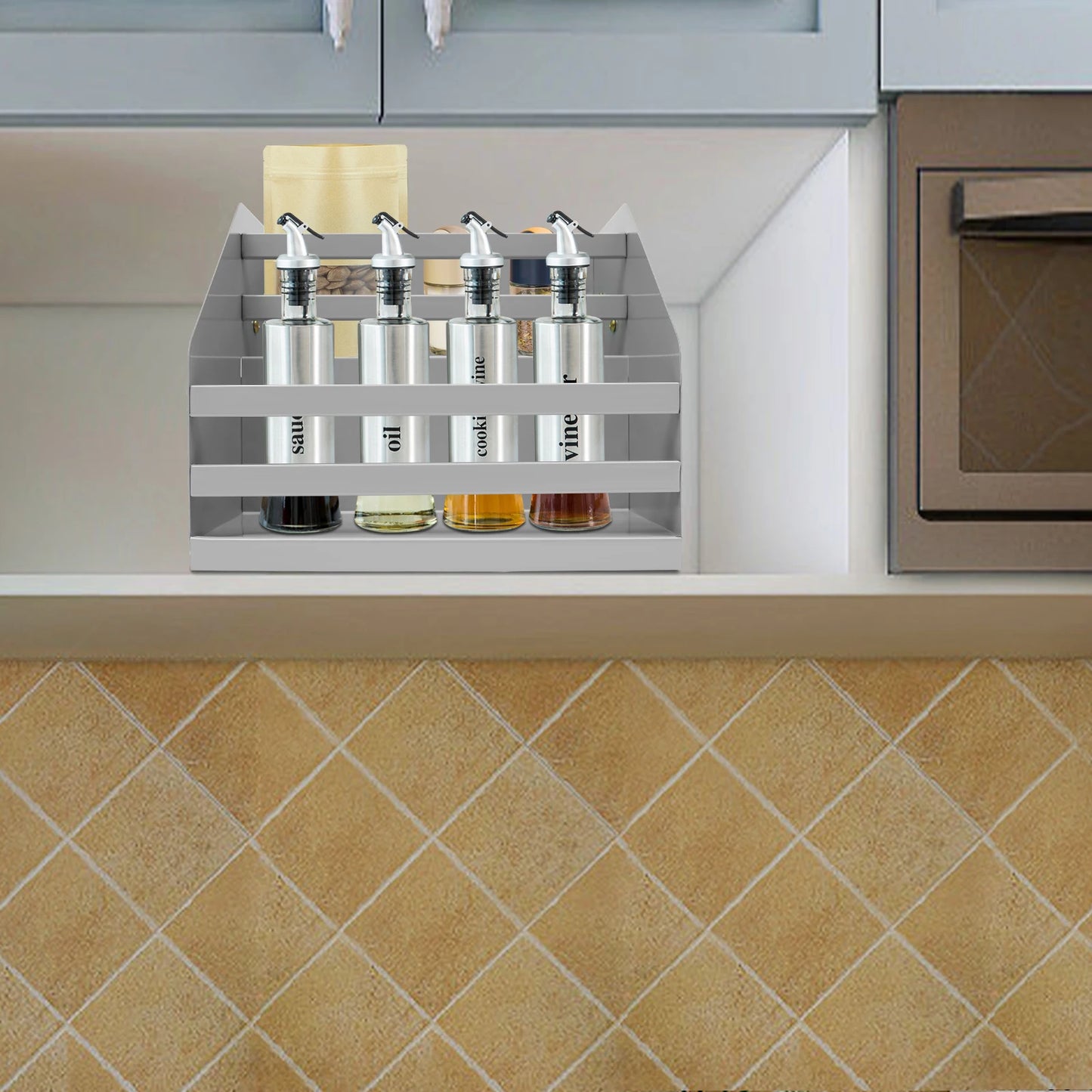 2-Tier Pull-Down Cabinet Organizer For Under Sink Storage 22 Lb Capacity