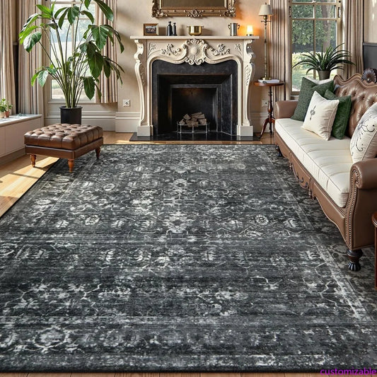 XMSJ Faux Wool Boho-Chic Area Rug Non Slip Living-Room
