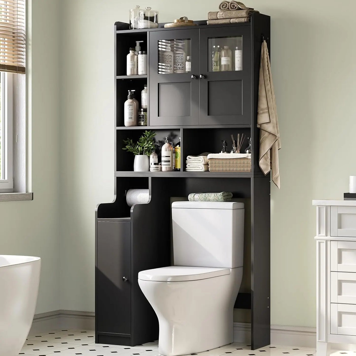 Itaar Over Toilet Storage Cabinet With Glass Doors Bathroom Organizer