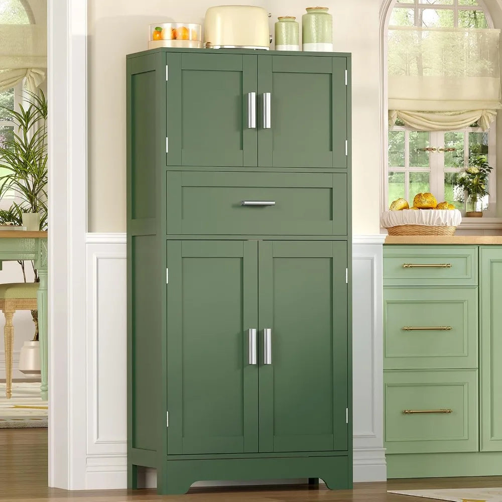 Adjustable Shelf Freestanding Storage Cabinet With Four Doors