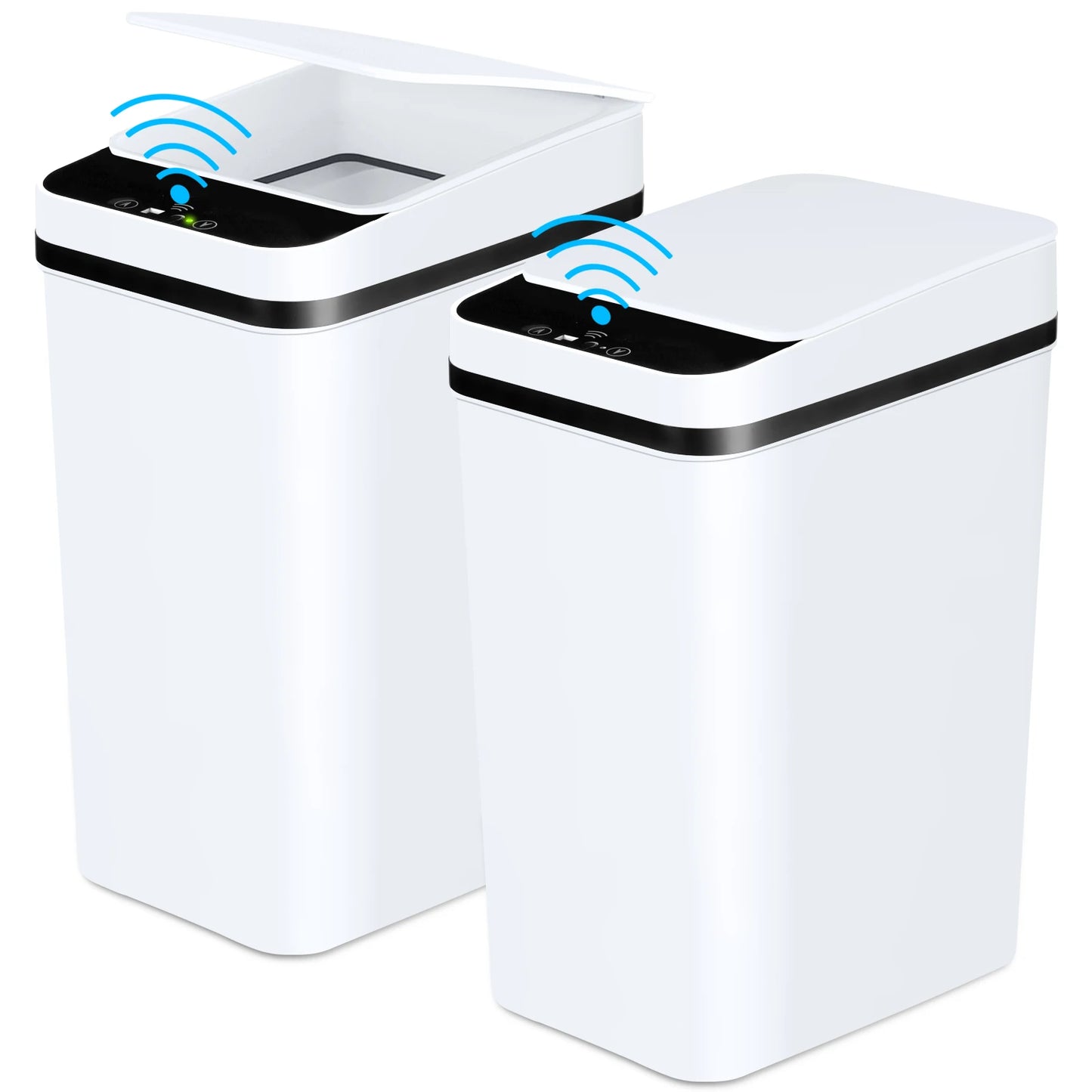 Two Pack Touchless Motion Sensor Trash Cans With Lid