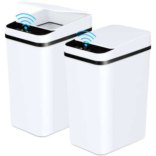 Two Pack Touchless Motion Sensor Trash Cans With Lid
