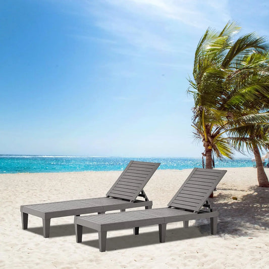 Outdoor Chaise Lounge Set Of 2 Adjustable 5 Position Backrest