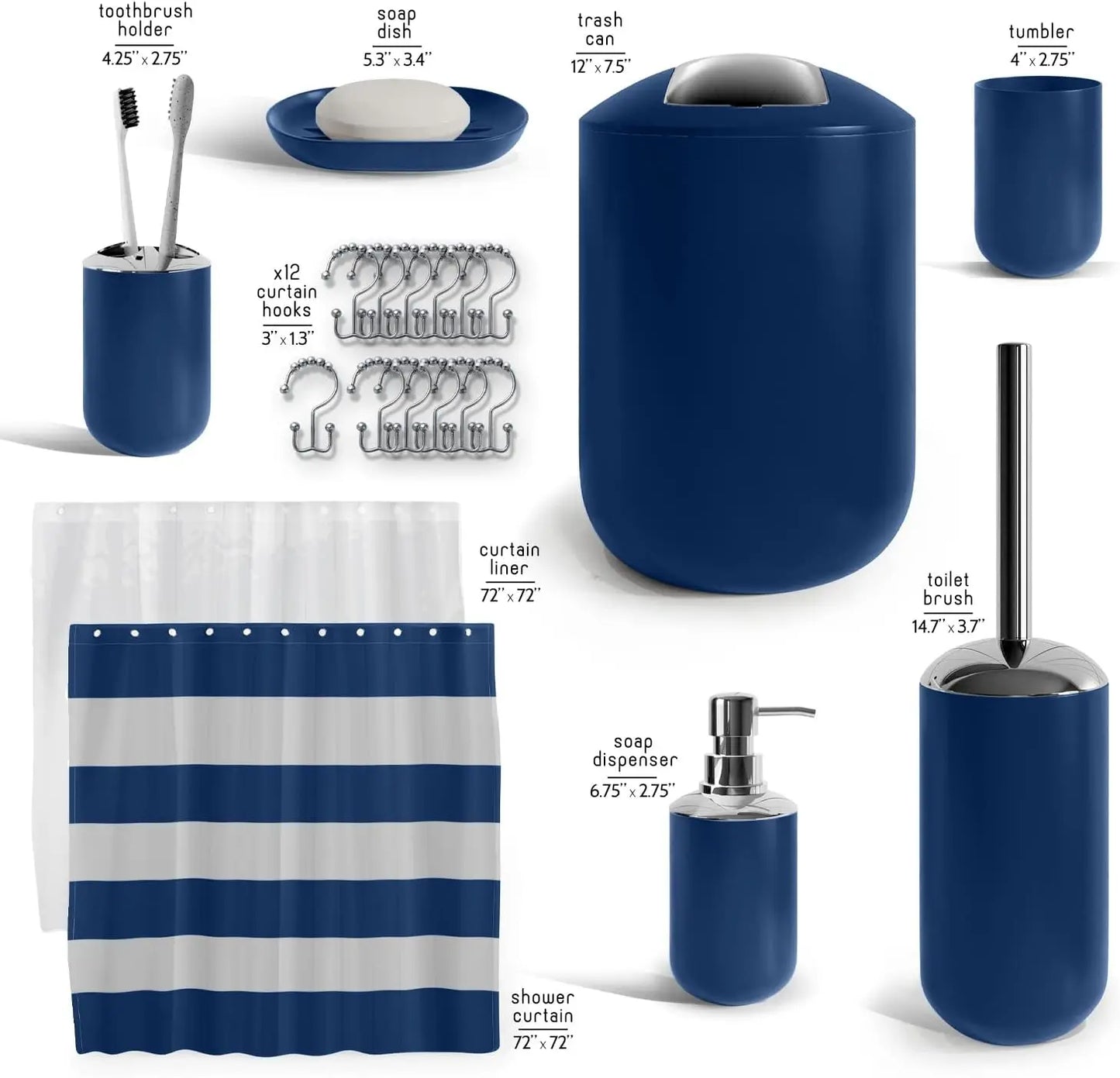 Bathroom Accessory Set Twenty Piece With Shower Curtain Liner