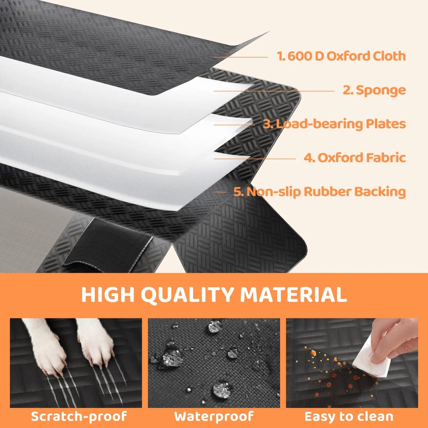 Car Rear Seat Cover For Dogs With Hard Bottom Extender