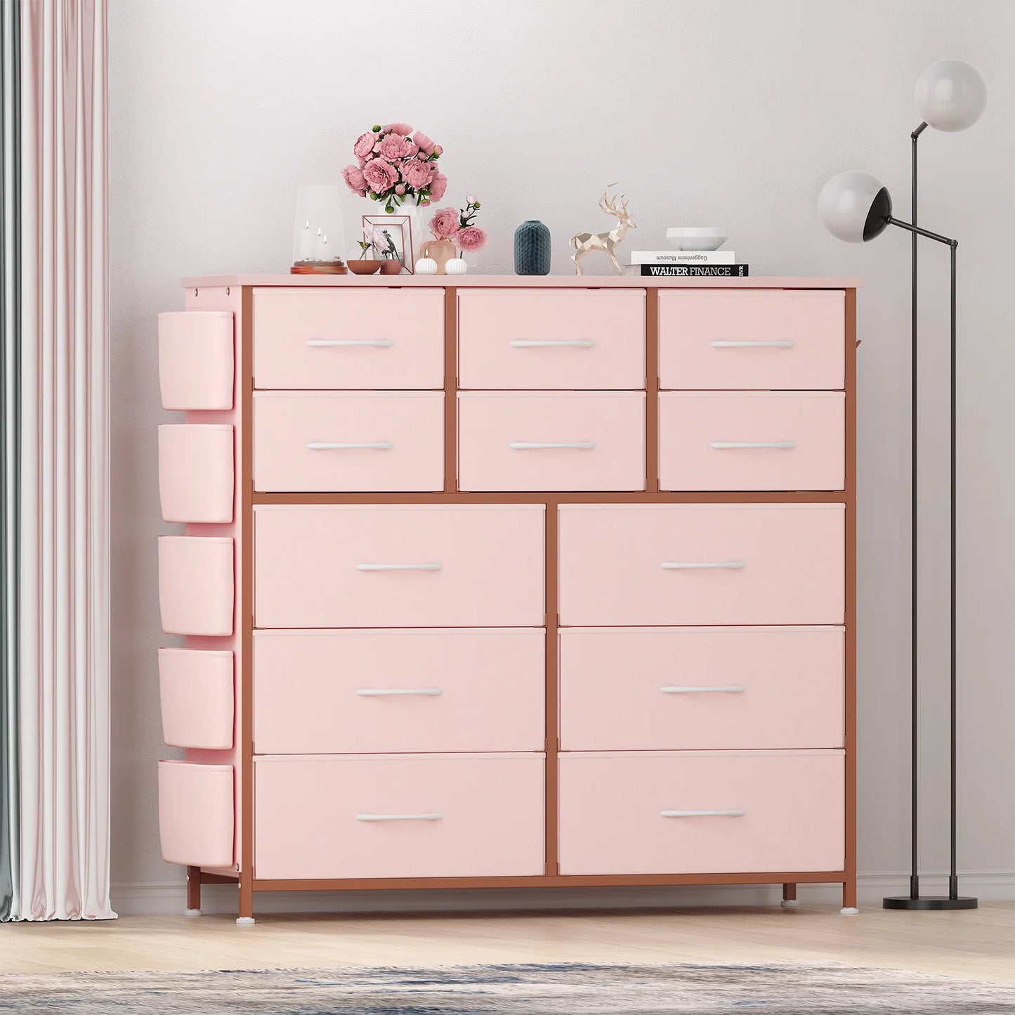 HiMISS 12 Drawer Dresser For Bedroom With Fabric Storage Cabinet