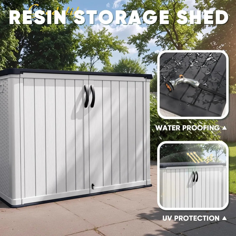 Outdoor Storage Cabinet With Lockable Doors Waterproof Shed