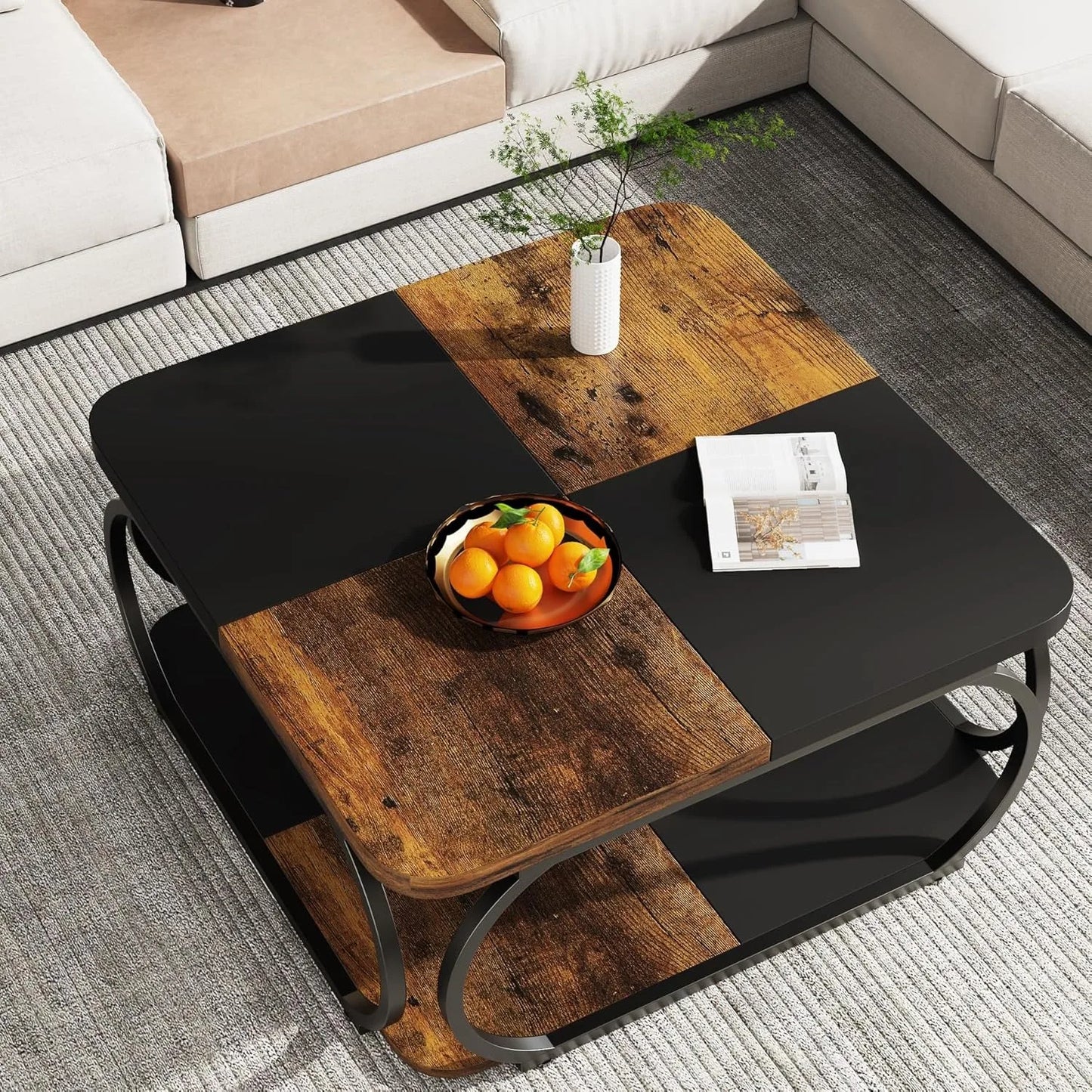 Little Tree Square Coffee Table With Double Shelf Living Room