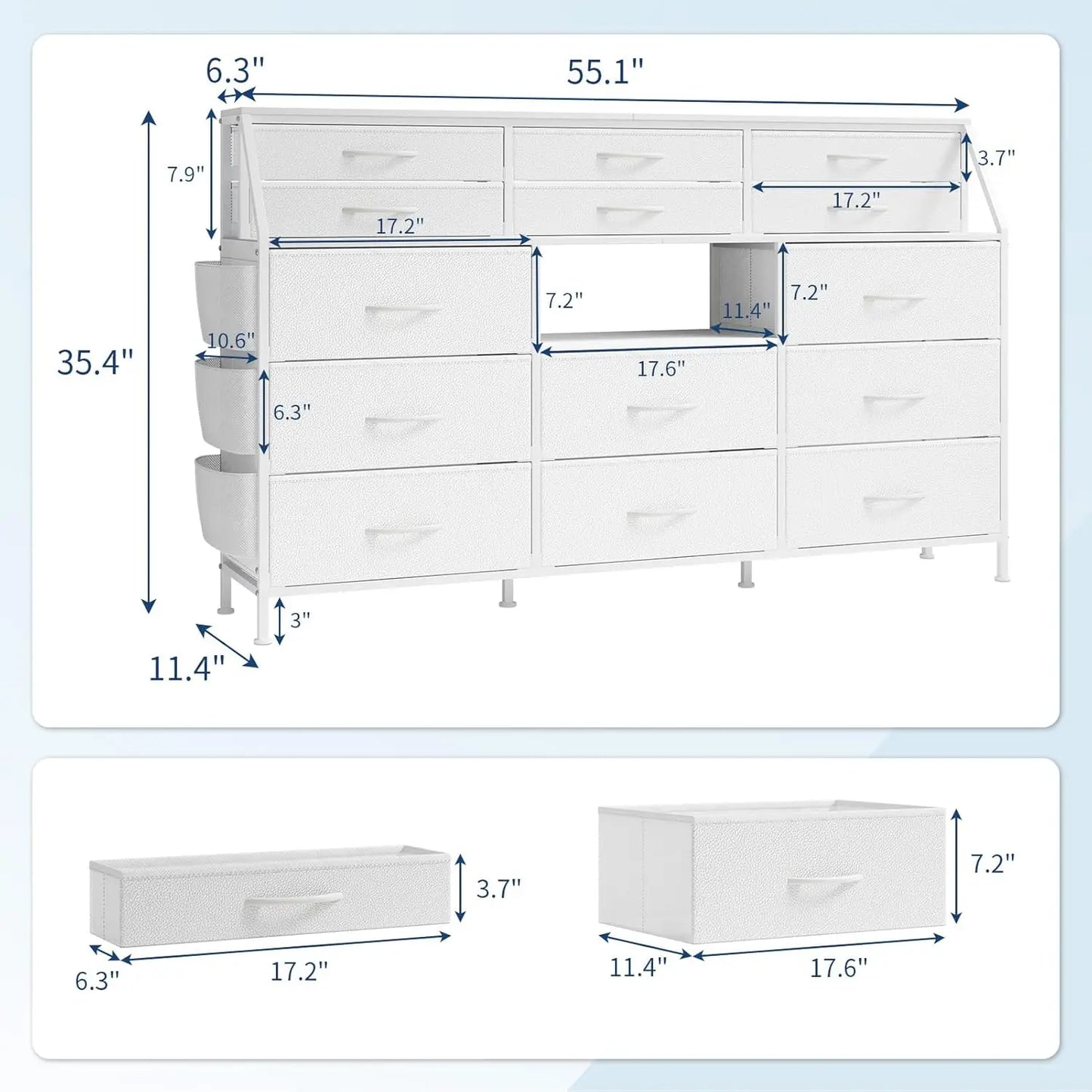 TWISTER.CK Fabric Dresser With Wooden Top And Metal Frame