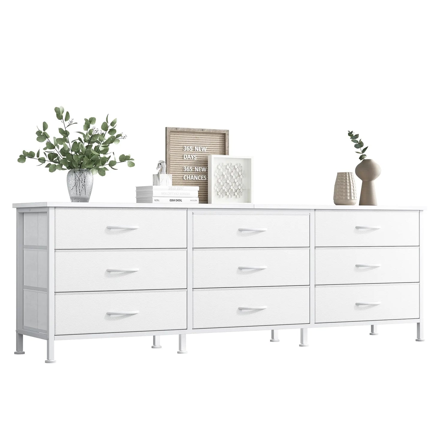 JHK Modern Living Room Cabinet With Fabric Drawers Entertainment Center