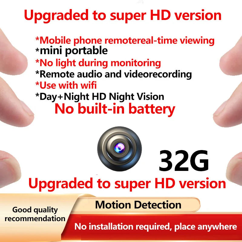 Q Brand Ultra HD Small Camera Wireless Monitor Home Wifi