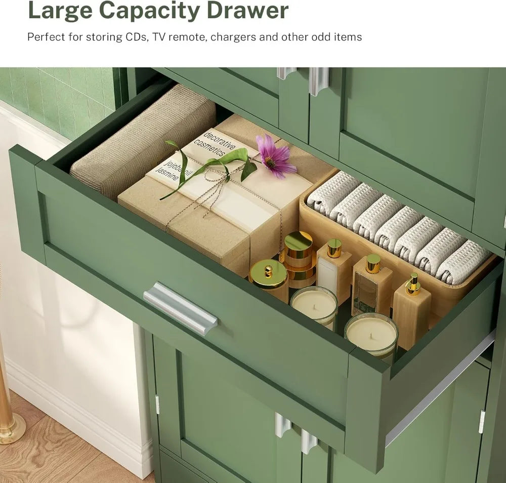 Adjustable Shelf Freestanding Storage Cabinet With Four Doors