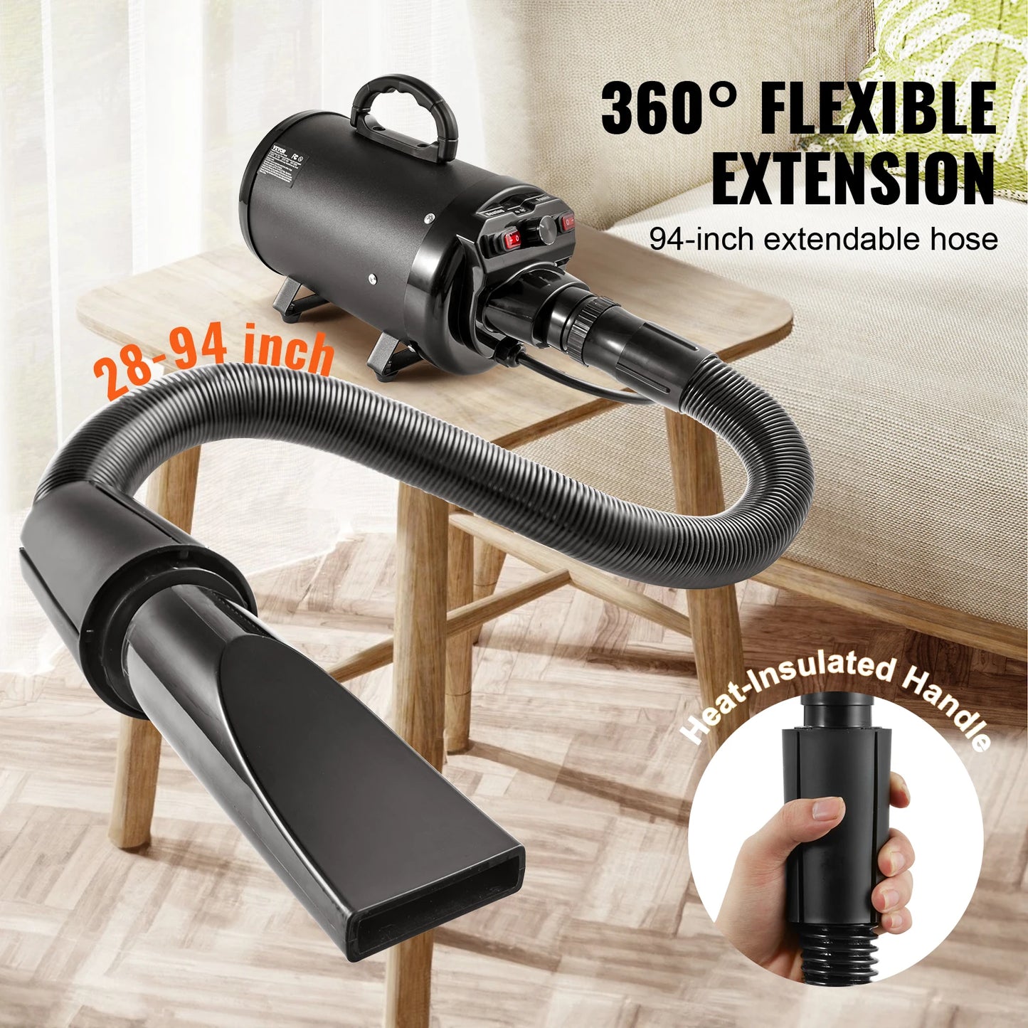 SucceBuy Dog Blow Dryer 2000W Adjustable Speed Temperature Control