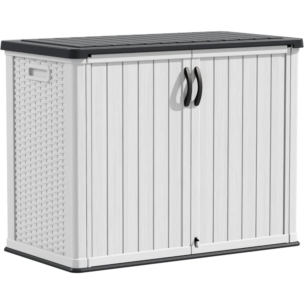 Outdoor Storage Cabinet With Lockable Doors Waterproof Shed