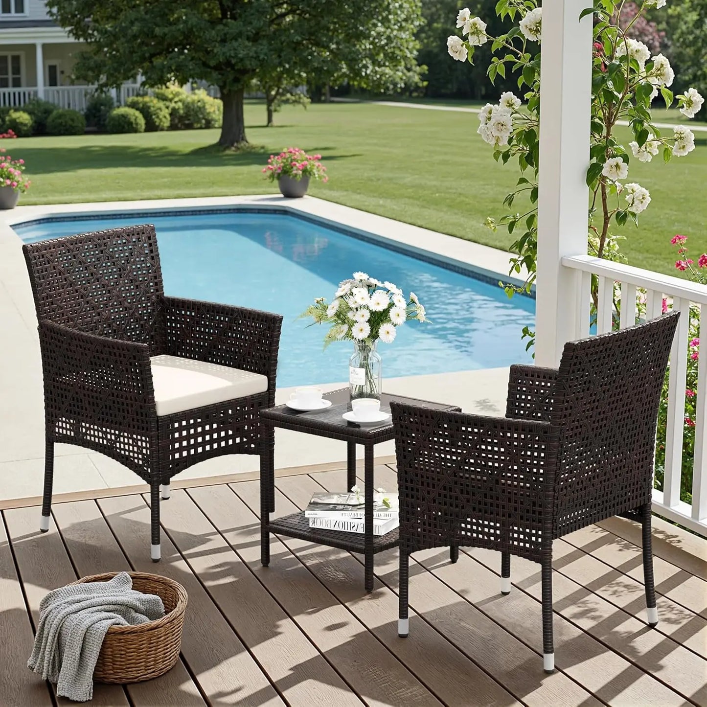 Patio Furniture Set Outdoor Wicker Chairs With Coffee Table