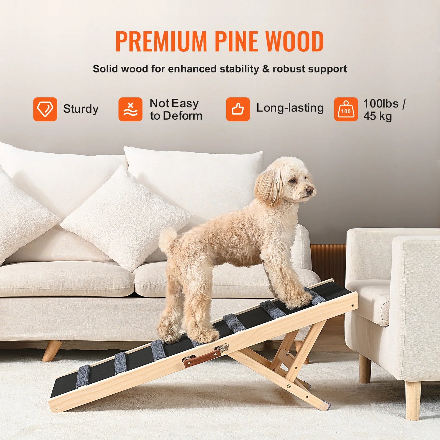 SucceBuy Folding Dog Ramp With Anti Slip And Adjustable Height