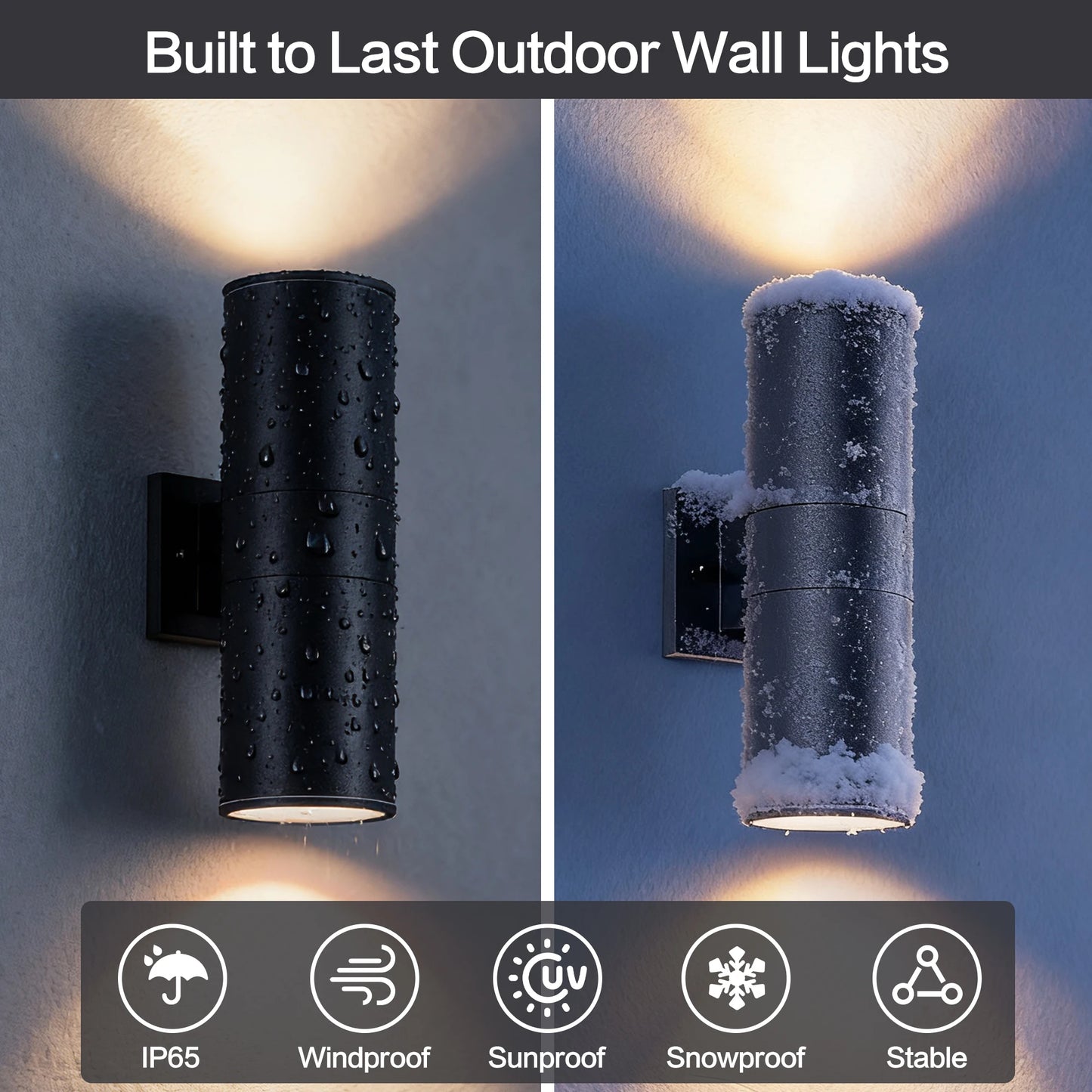 ARLGSITE IP65 Outdoor Wall Light 2 Pack E26 Aluminum Sconce