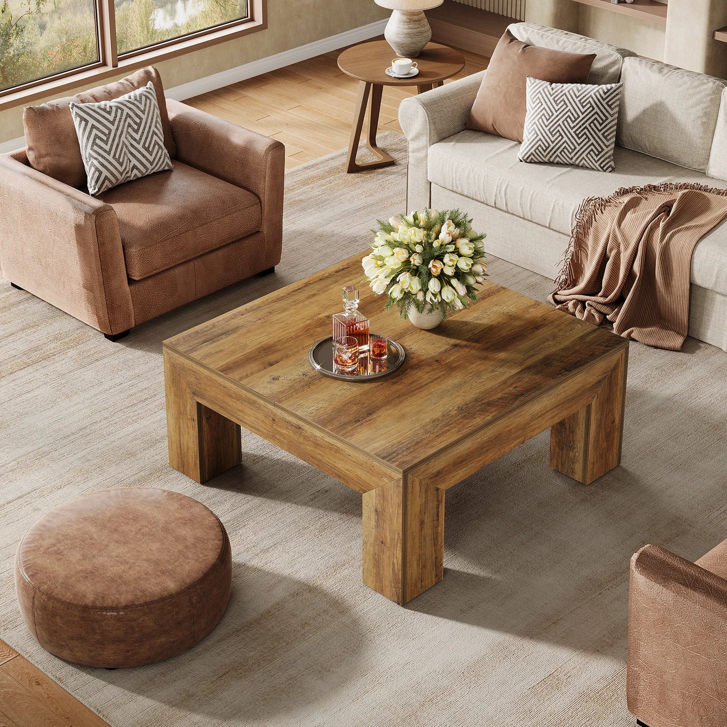 Tribesigns Coffee Table For Living Room With Sturdy Wooden Legs