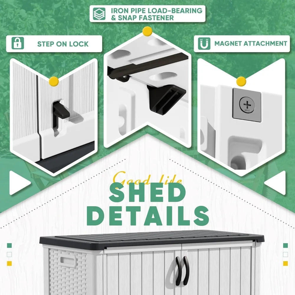 Outdoor Storage Cabinet With Lockable Doors Waterproof Shed