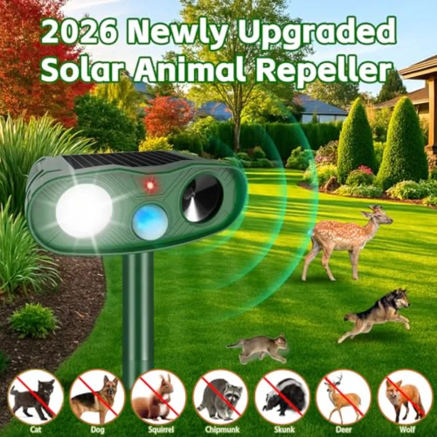 Outdoor Solar Ultrasonic Motion Activated Deer And Raccoon Repellent IP65